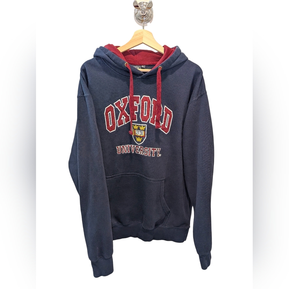 Oxford University Hoodie Navy Burgundy Embroidered Crest Official College XL UK